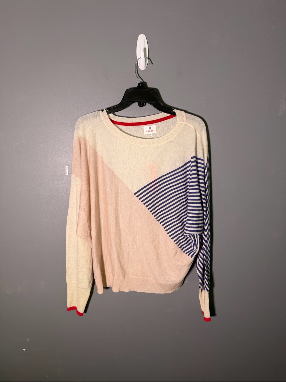 SUNDRY Multi-Pattern Colorblock Knit Sweater Size Small